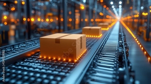 Fototapeta Efficient supply chain management system in operation at a modern logistics facility