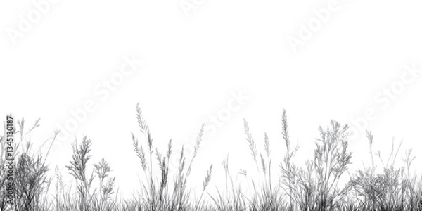 Fototapeta Architectural Drawings, Minimal style cad tree line drawing, Side view, set of section mountian forest outline symbol for landscape design drawing. illustration in stroke fill in white. 