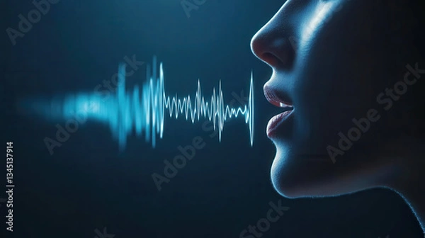 Fototapeta Abstract visualization of human voice waveform for audio art and design