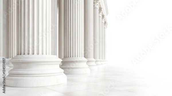 Fototapeta Classical columns, architectural facade, white marble, empty space, for background use