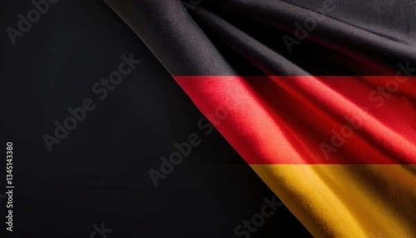 Obraz Close-up of german flag fabric with black background symbolizing national pride