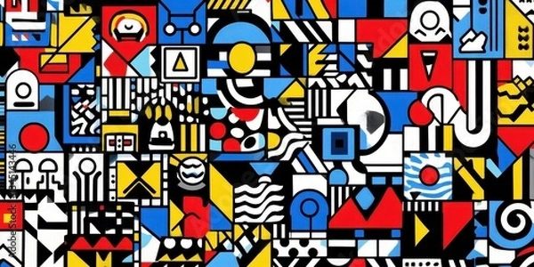 Fototapeta A vibrant abstract composition featuring geometric shapes and colors