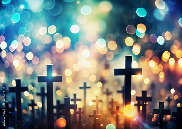 Fototapeta Abstract Black and White Crosses Bokeh Background Stock Photo