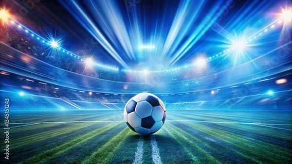 Fototapeta Abstract Blue Soccer Field Background: Dynamic Texture & Motion Blur