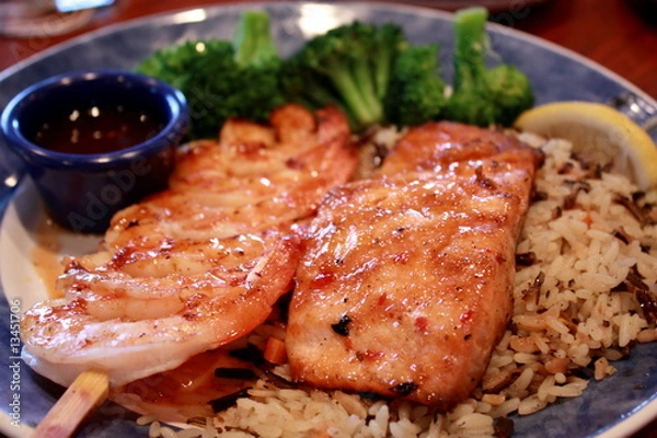 Obraz Glazed Shrimp And Salmon