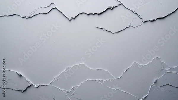 Fototapeta Textured gray paint with cracked edges and uneven surfaces is visible