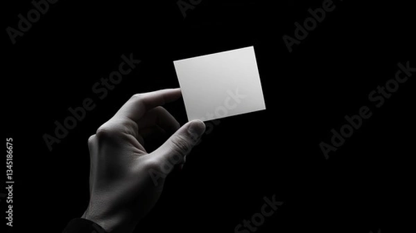 Fototapeta hand with white card isolated on a dark background

