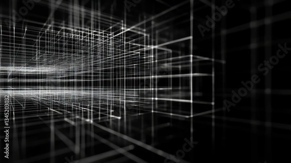 Fototapeta Abstract architectural digital network