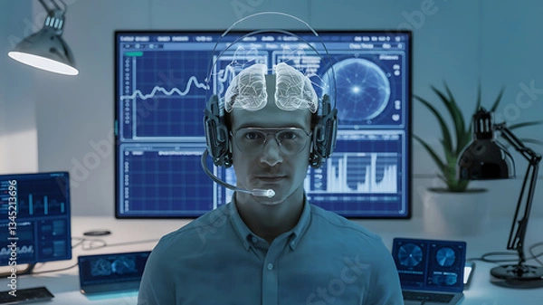 Obraz AI-powered data analysis futuristic interface monitoring complex systems