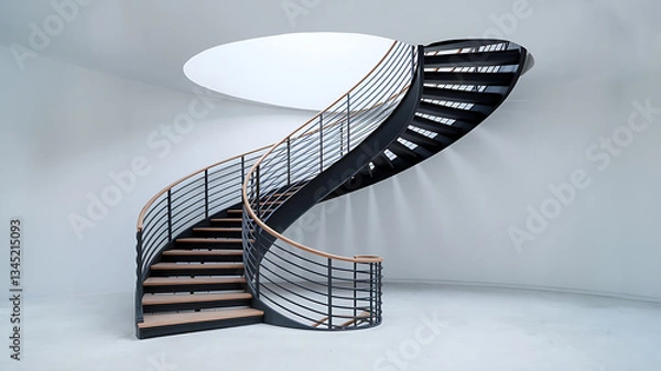 Obraz Modern spiral staircase minimalist design light-filled interior