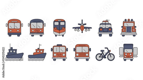 Obraz Transportation icons flat design style vector graphics