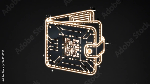 Obraz Digital wallet glowing circuit board design cryptocurrency concept