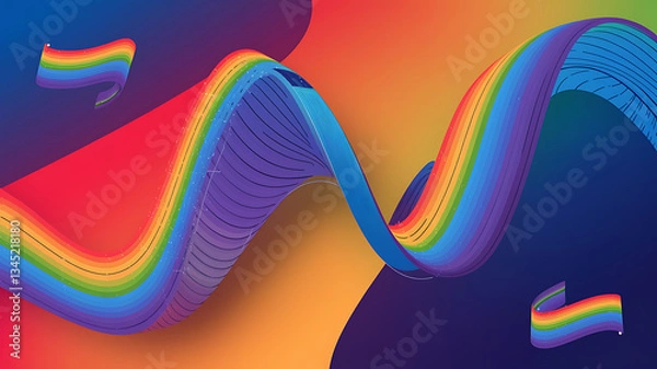 Obraz Abstract rainbow swirl vibrant colors dynamic design