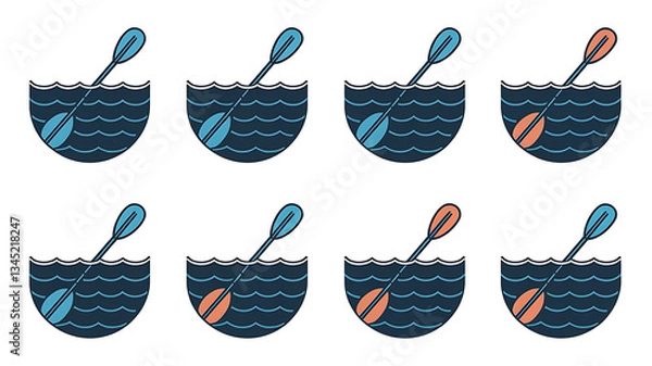 Obraz Water sports seamless pattern Kayaking or canoeing motif Simple stylized design