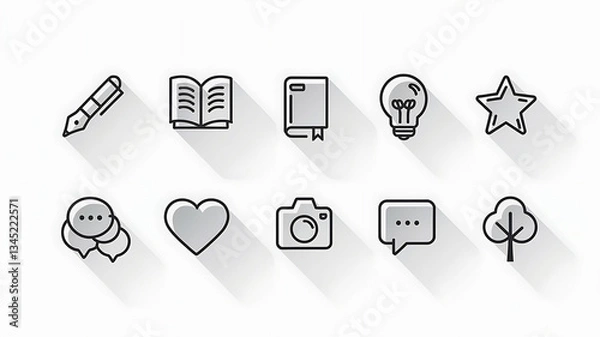 Obraz Simple icons of education, communication, and creativity.
