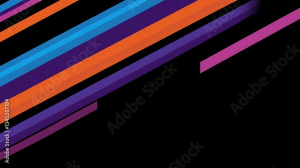 Fototapeta The image features an abstract design with diagonal lines in various colors, including shades of orange, blue, purple, and pink3