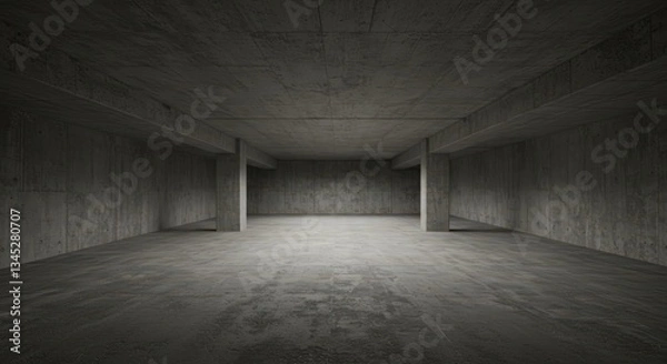 Obraz Empty basement car parking lot of a building with white lighting, abstract concrete background