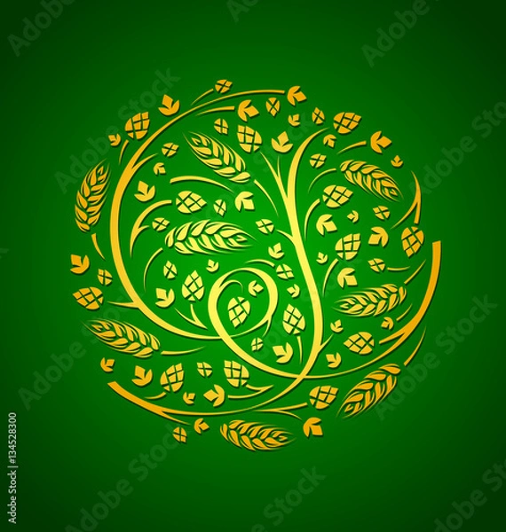 Obraz Vector floral ornament of hops and malt