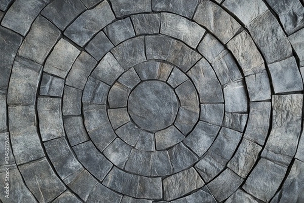 Obraz Intricate circular pattern of textured stone paving.