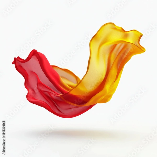 Fototapeta Red and Yellow Scarf Icon, 3D Floating Style.