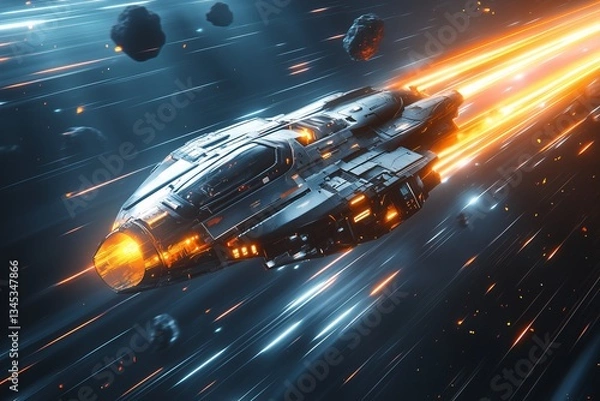 Fototapeta Futuristic Spaceship in Space
