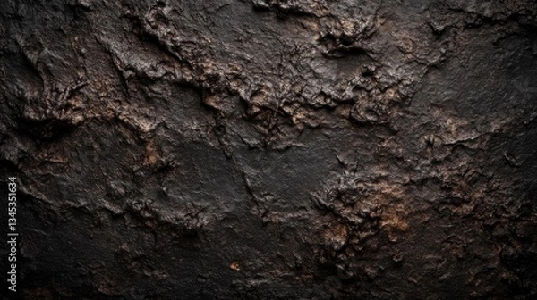 Fototapeta Dark, textured surface with rugged, uneven details