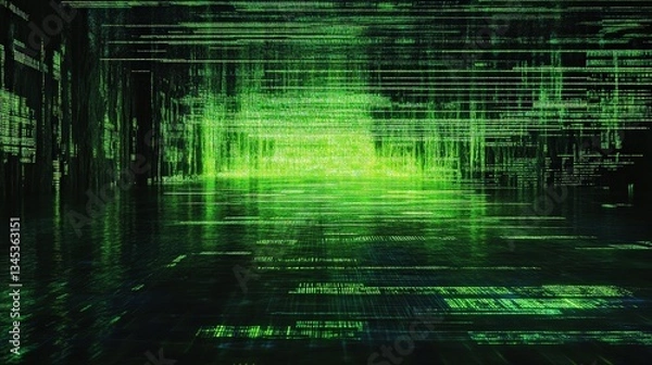Fototapeta Green Digital Code Matrix Abstract