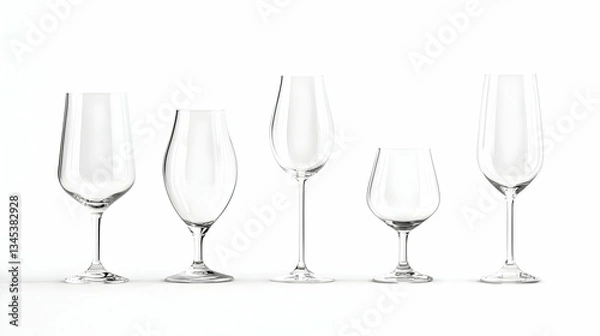 Fototapeta Variety Of Empty Wine Glasses In Different Sizes
