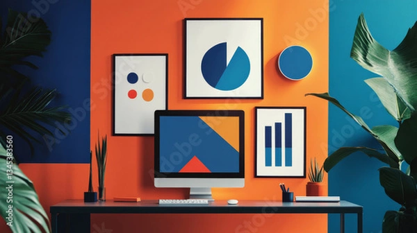 Fototapeta Risk management visuals for professionals in modern workspace environment