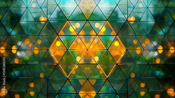 Fototapeta Geometric Pattern Of Triangles With  Reflective Colors