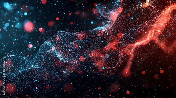 Fototapeta Abstract Digital Design with Red and Blue Particles