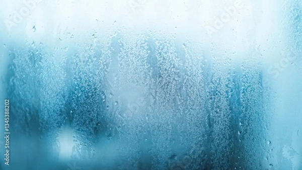 Fototapeta Abstract Blue Condensation Texture on Window Pane
