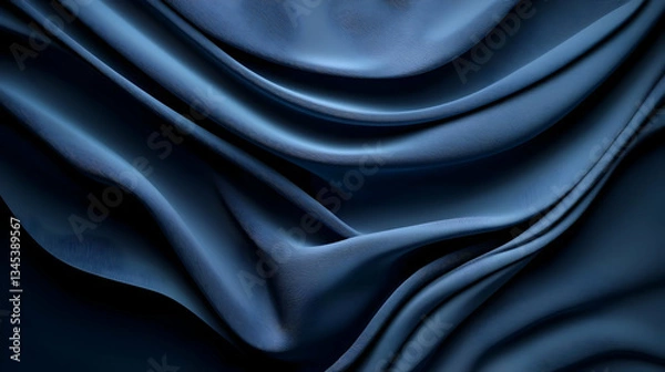 Fototapeta Deep Blue Draped Fabric With Patterned Texture