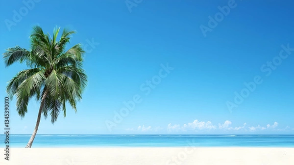 Fototapeta Tropical Beach Scene With Palm Tree