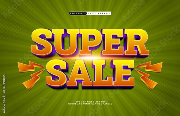 Fototapeta super sale editable text effect with a sale and discount text effect