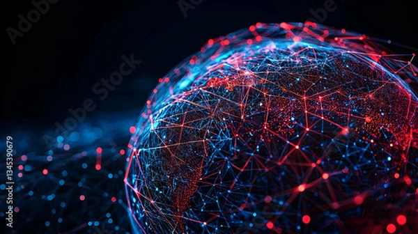 Fototapeta Digital Globe Network Visualization