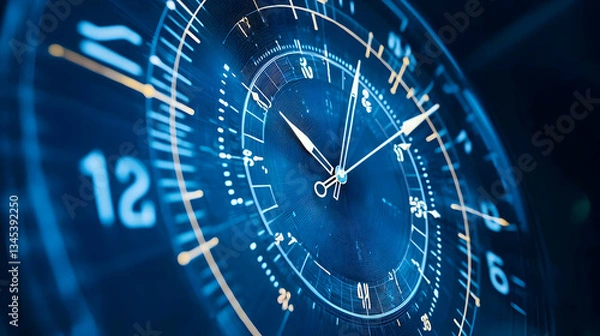 Fototapeta Detailed Digital Clock With Blue Background