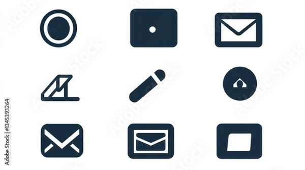 Fototapeta Nine simple icons representing various symbols and basic shapes
