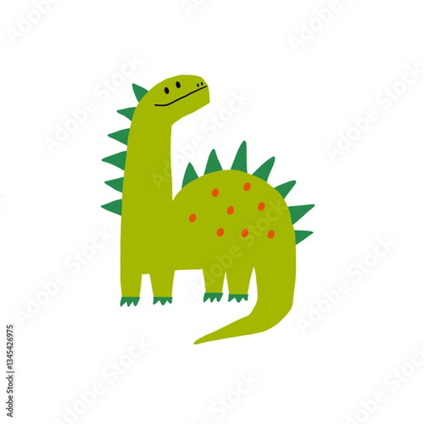 Obraz Cute cartoon hand drawn Dino. Sketch, doodle stile, vector illustration for kids. Cartoon Dosaur 