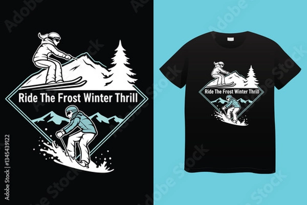 Fototapeta Vector t shirt vector design template for kids and adults. My favorite winter shoes are ice skates. Cute cartoon detailed lettering text illustration. Textile graphic tee hand drawn print.