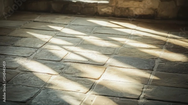 Fototapeta Sunlight Streaming Through Window onto Stone Floor