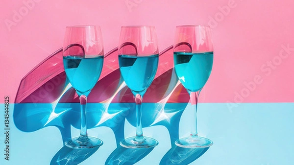Obraz Modern abstract still life with wine glasses and reflections