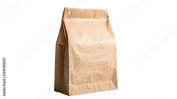 Fototapeta a brown paper bag standing upright. isolated, transparent background	
