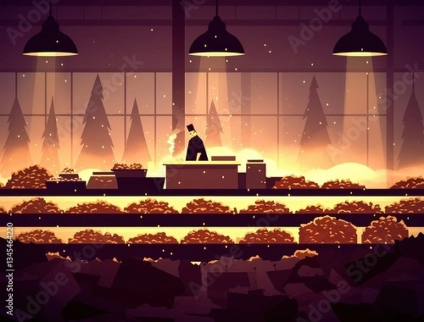 Obraz Worker Sorting Goods in Warehouse