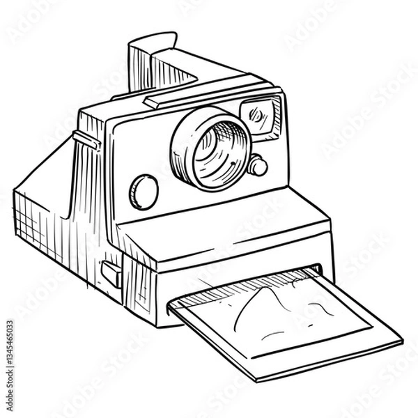 Obraz polaroid camera handdrawn illustration
