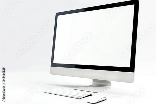 Fototapeta High Resolution Picture of a White Computer Monitor with a White Mouse on it