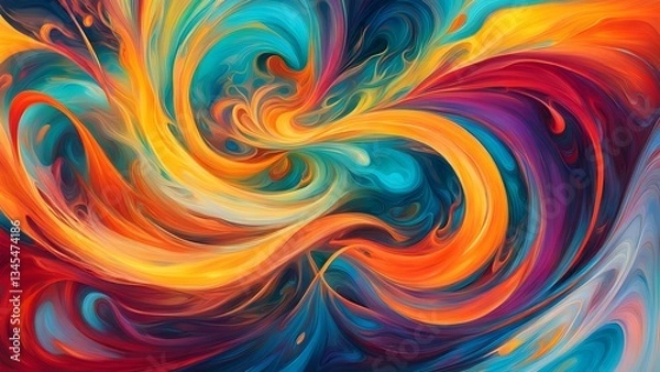 Obraz Abstract artwork featuring a mesmerizing swirl vibrant colors, creating a dynamic visually captivating piece.