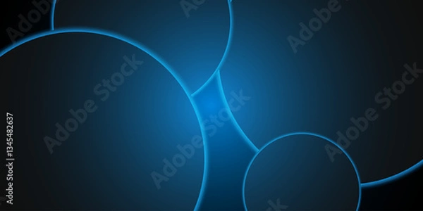Fototapeta Blue glowing curves in space, computer generated abstract illustration.
