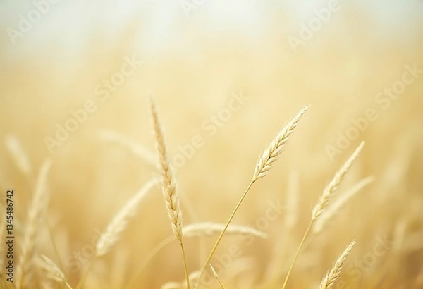 Fototapeta Generative AI: Golden Wheat Field Abstract Background with Soft Focus and Warm Tones in a Minimalist Composition