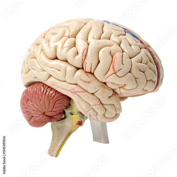 Fototapeta Human Brain Anatomy Model isolated on transparent background